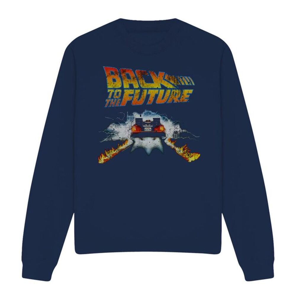 Back To The Future Unisex Adult Delorean Sweatshirt / Navy